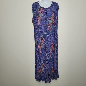 Vintage American Vintage II purple pink mixed print grunge maxi plus size dress